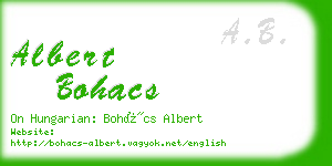 albert bohacs business card